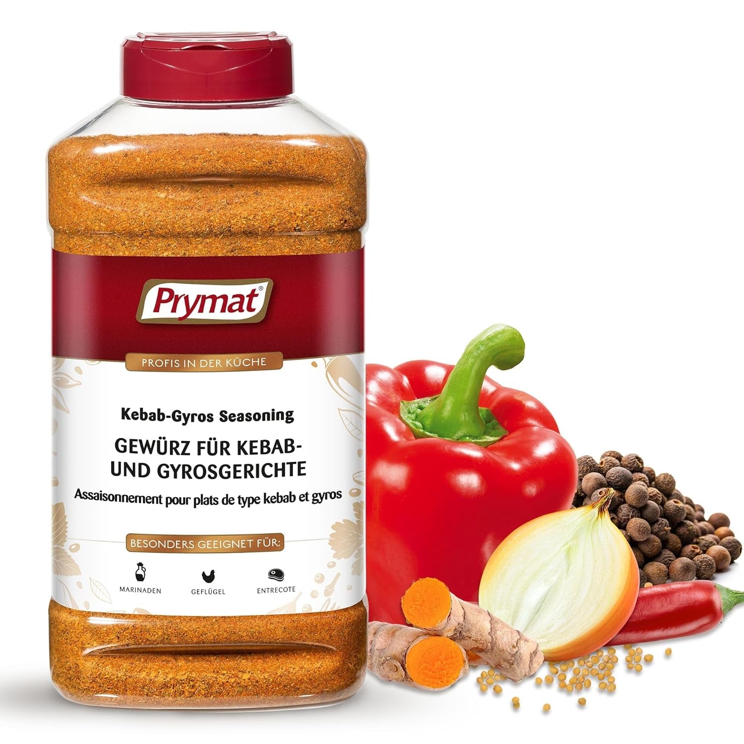 Prymat Gyros Gewürzmischung 900g – mélange aromatique et épicé pour plats Döner, Kebab, poulet, agneau et grillades – idéal pour griller, rôtir et assaisonner les plats de viande méditerranéens
