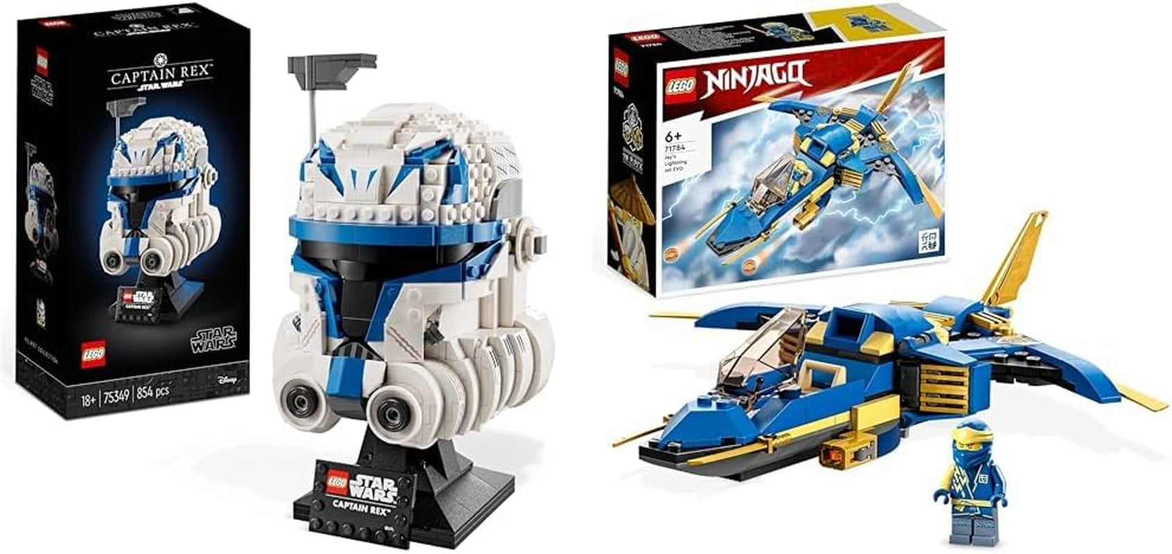 LEGO 75349 Star Wars Captain Rex Helmet Set, modelul Clone Wars de colecționat pentru adulți, seria 2023, piesă suvenir și idee de cadou Seturi de constructie Besuche den LEGO-Store Bundle cu Jay's Thunder Jet Evo,