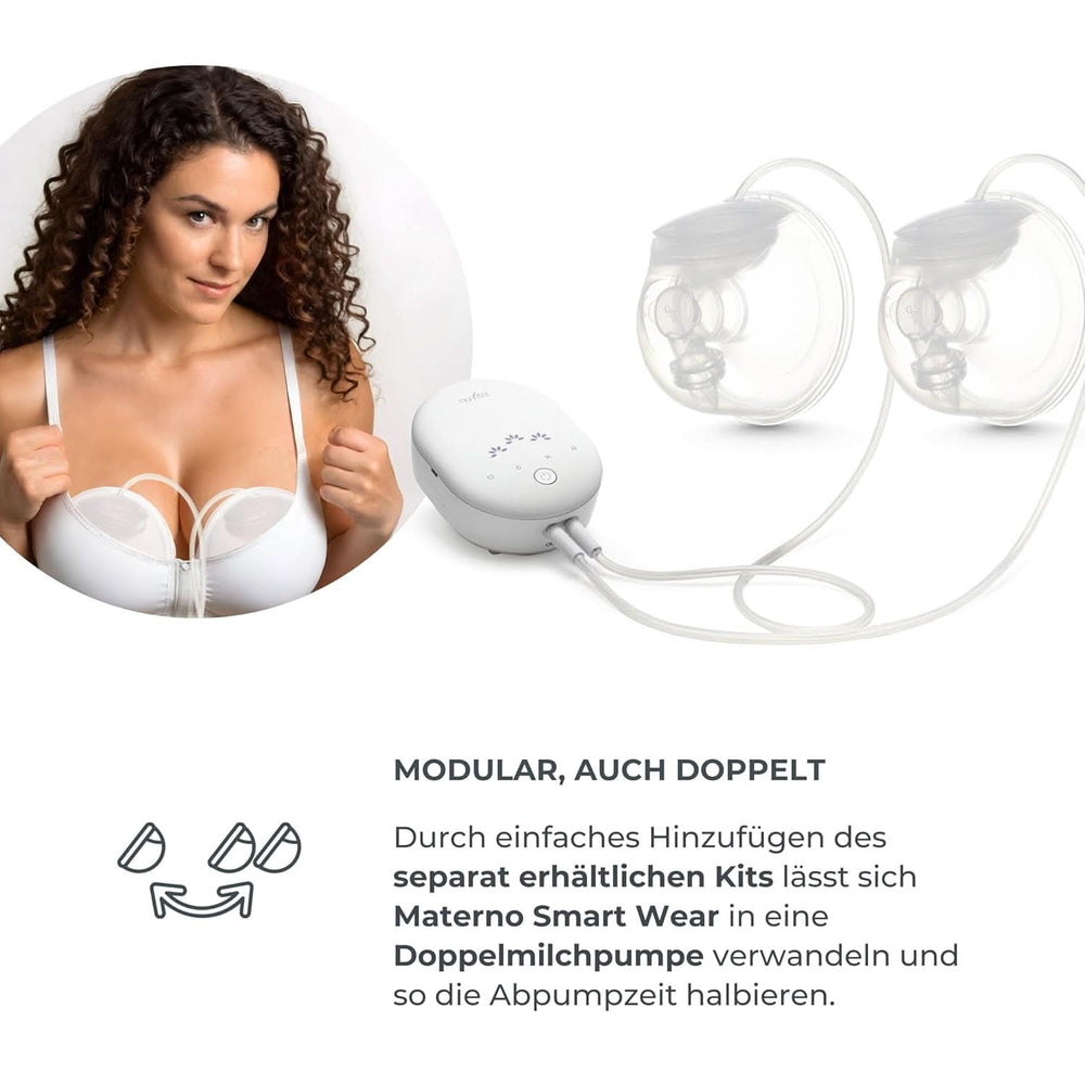 Nuvita Materno Smart Wear 1287W - Tire-lait électrique portable mains libres - Technologie triphasée, personnalisable, portable, kit de conversion double tire-lait disponible Accessoires Alimentation et Allaitement Bebe Naty Shop