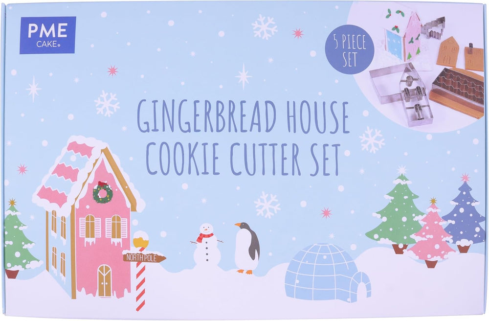 Ensemble d'emporte-pièces en forme de maison en pain d'épices de Noël, argent