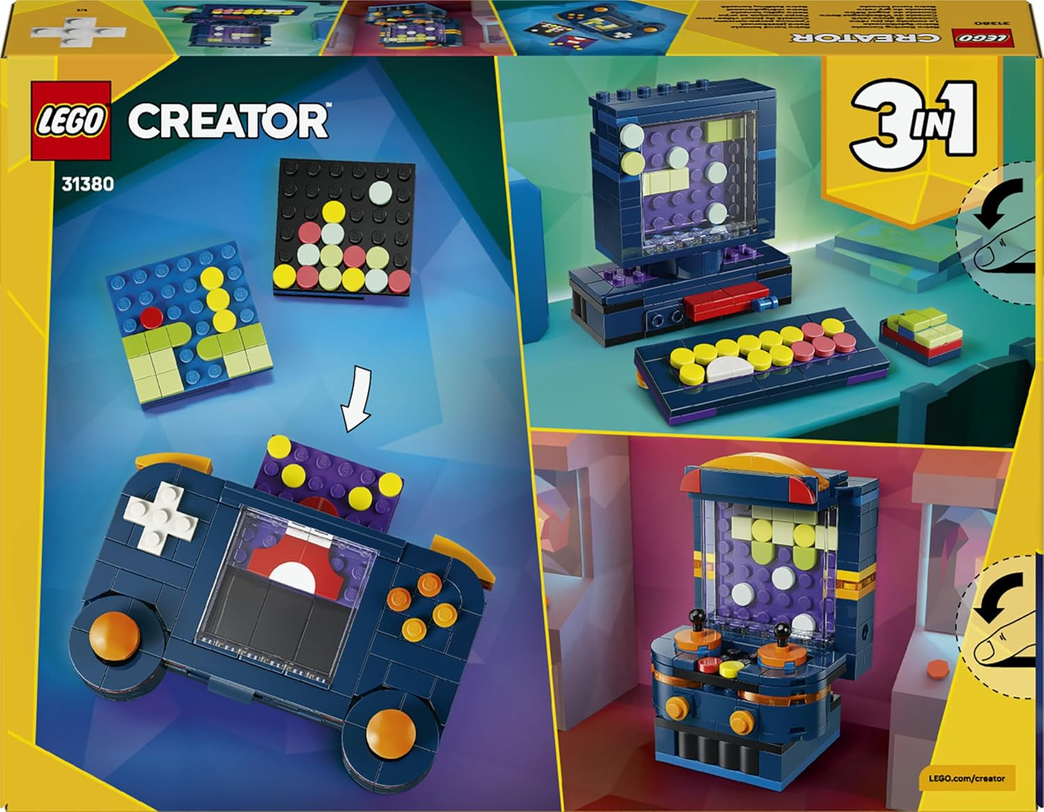 Console de jeu rétro LEGO Creator 3 en 1 – Se transforme en machine d'arcade ou en ordinateur avec clavier et souris – Idée cadeau de joueur pour garçons et filles de 8 ans et plus – 31380