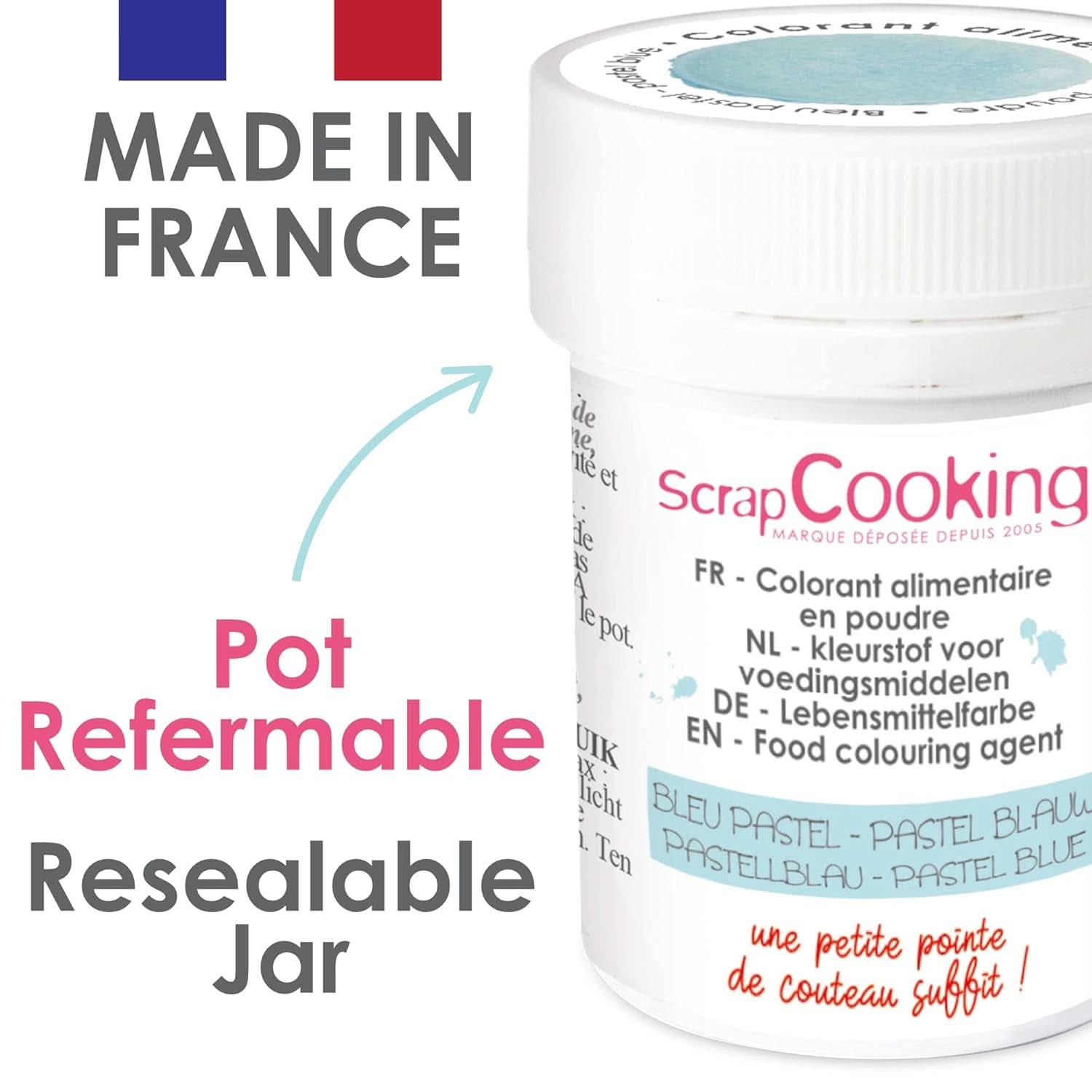 Scrapcooking, colorant alimentaire en poudre, bleu pastel, 5 grammes Naty Shop