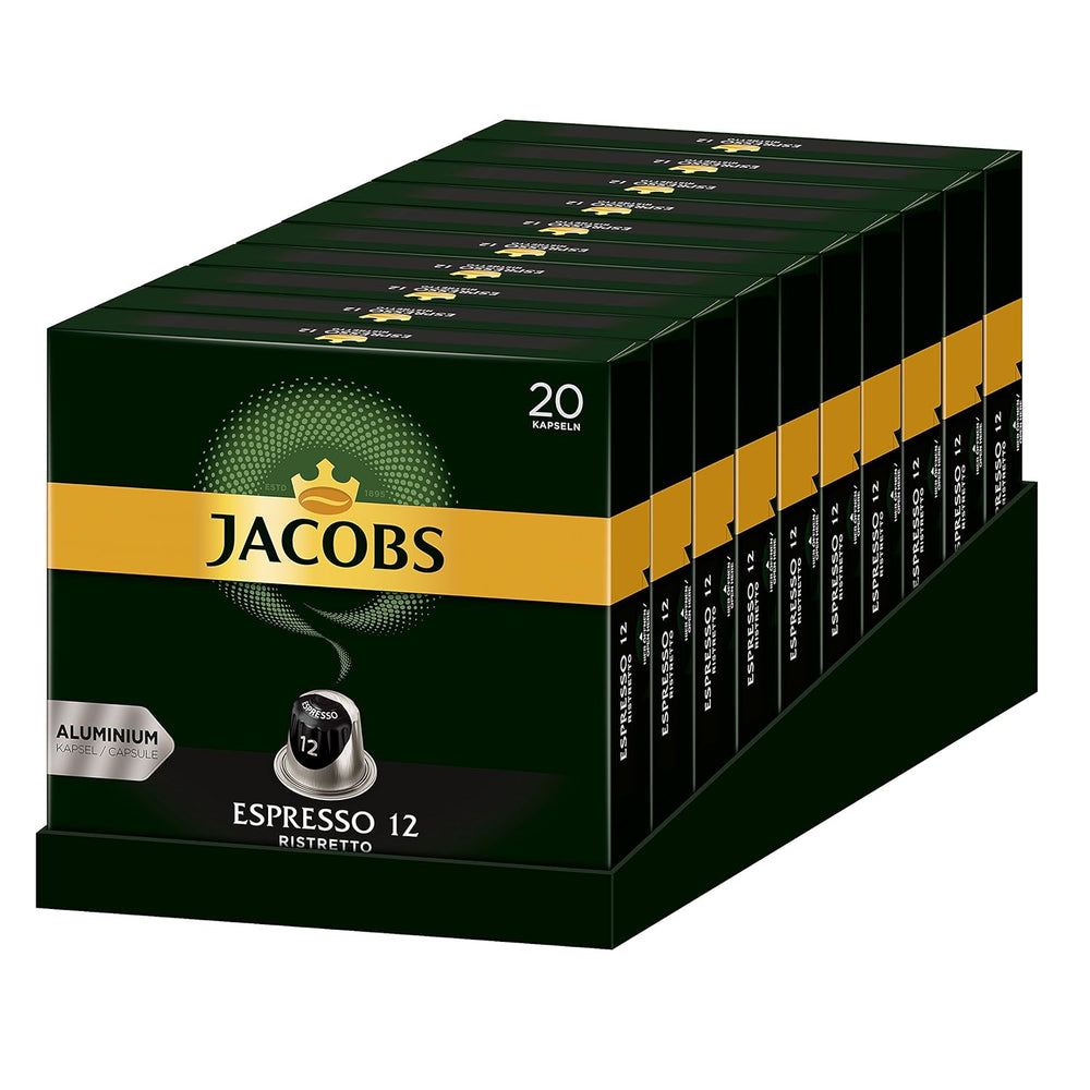 Capsules de café Espresso Ristretto, Intensité 12 sur 12 & Capsules de café café crème, 200 capsules compatibles Nespresso, 10er Pack, 10 x 20 Getränke, 1040 g