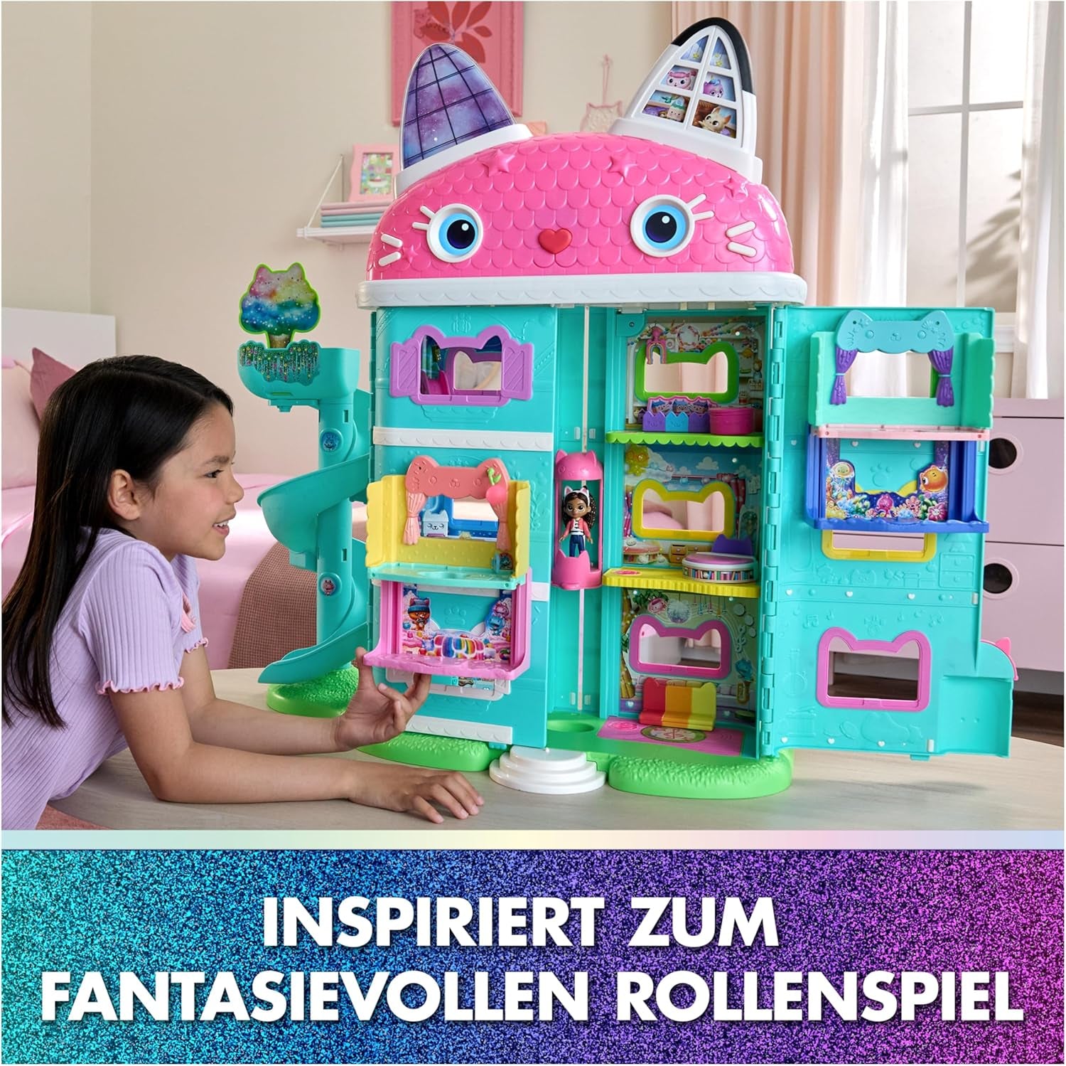 DREAMWORKS GABBY'S DOLLS HOUSE : LE FILM - Cuisine saupoudrée de sucre de Portal Room Kuchi avec figurine et accessoires, à partir de 3 ans