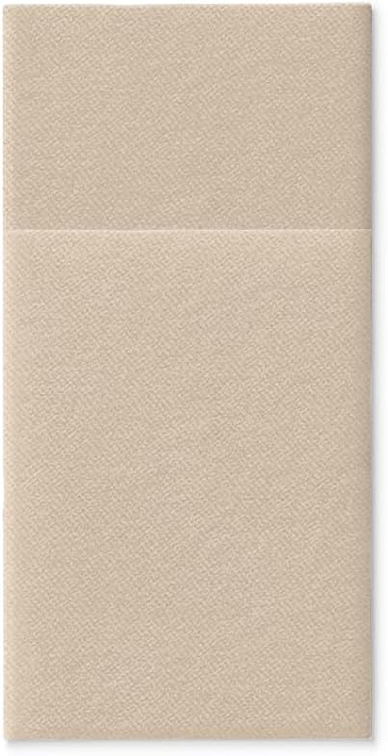 PAW - Șervețele pentru tacâmuri Airlaid - Fabric-like (1/8 fold) | 25 bucăți | Ideal pentru nuntă, botez, comuniune, aniversare | Saci de șervețele pentru tacâmuri | Bej