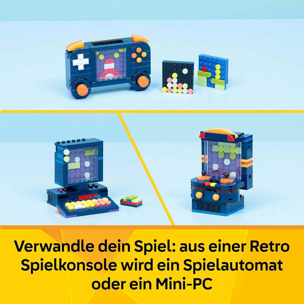Console de jeu rétro LEGO Creator 3 en 1 – Se transforme en machine d'arcade ou en ordinateur avec clavier et souris – Idée cadeau de joueur pour garçons et filles de 8 ans et plus – 31380