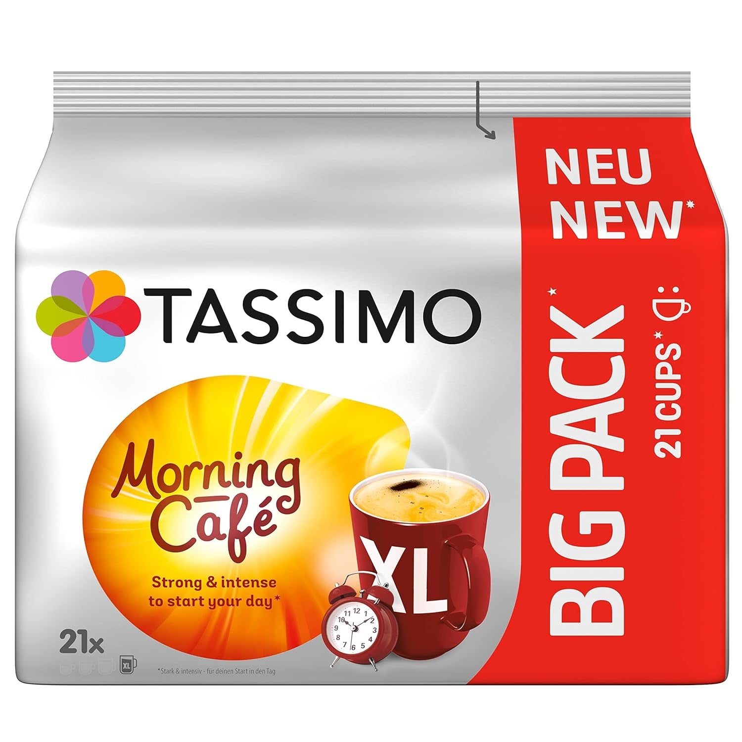 Tassimo Kapseln Moring Café XL Fort & Intense, Big Pack, 5 x 21 Pads, 105 Kaffeekapseln