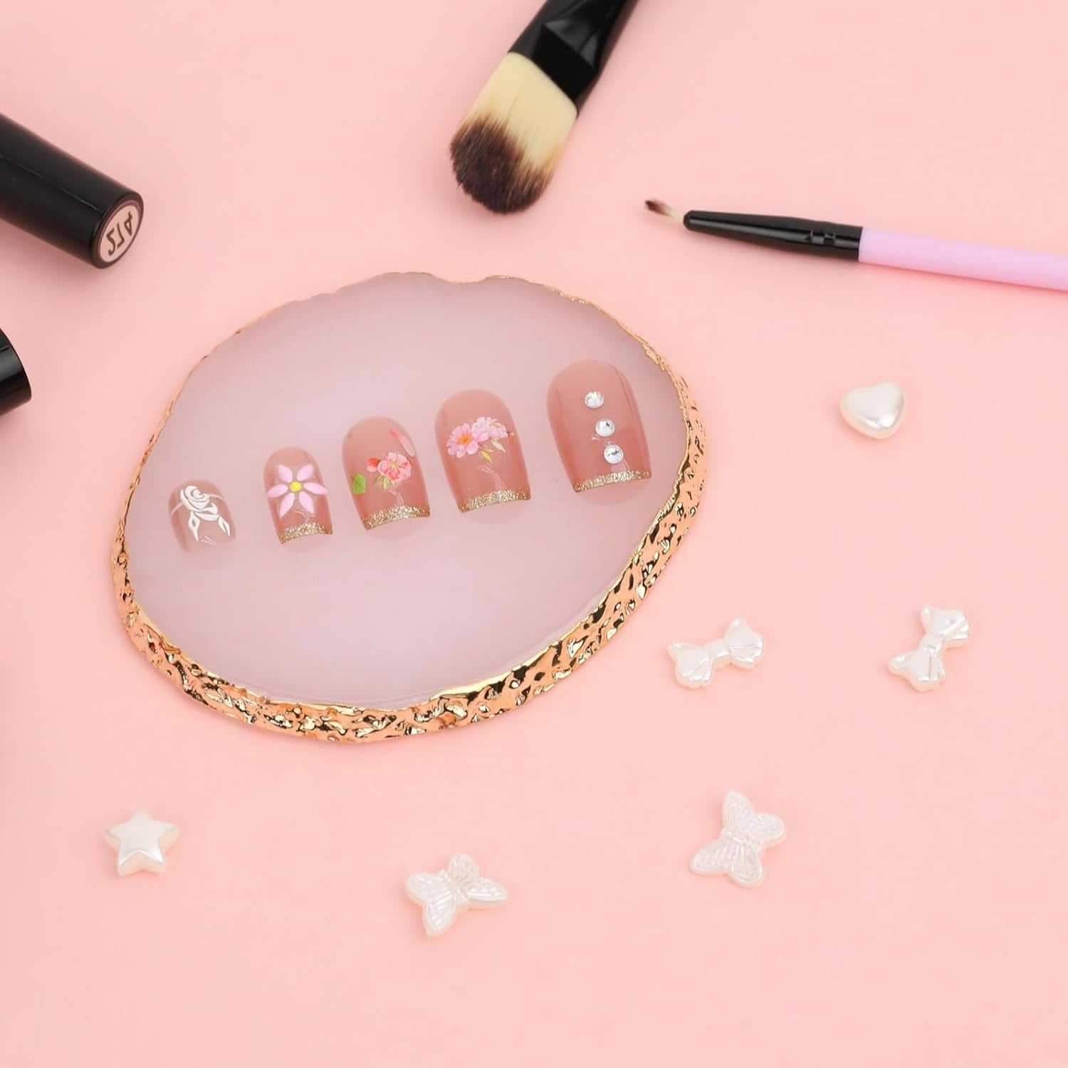 Maniküre Palette Kunstharz Nagelkunst Palette Nail Art Palette Nagellack Palette Make up Paletten Nagelmalerei Display Fach Kosmetik Mischpalette Werkzeuge