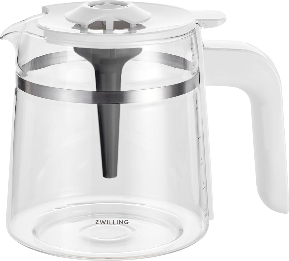 ZWILLING ENFINIGY Machine à expresso à filtre avec carafe en verre de 1,5 L, machine à expresso avec chaudière en acier inoxydable, fonction Blooming et détartrage intelligent, plastique, argent