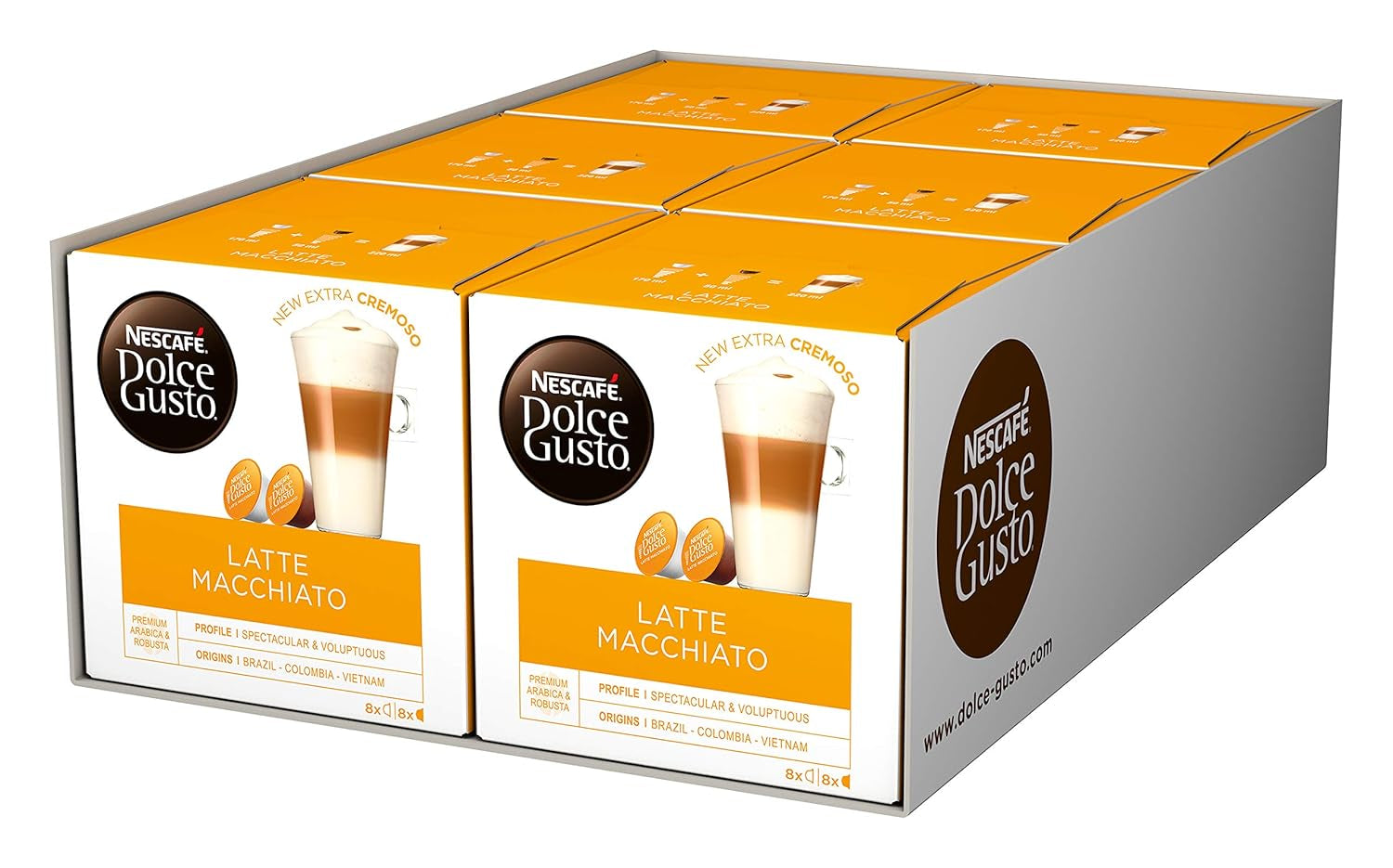 Latté Macchiato | 96 Capsules de café et Latte Macchiato Caramel | 48 Capsules de café | Mélange Arabica Robusta | Feines Caramell Aroma et leckerer Milchschaum