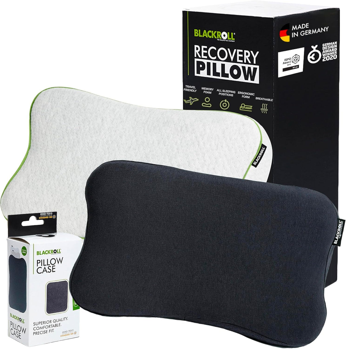 BLACKROLL® Recovery Pillow Set Jersey, Orthopädisches HWS Nackenkissen Aus Memory-Foam - Made in Germany Perne ortopedice cervicale Naty Shop Kissen + Kissenbezug Anthrazit