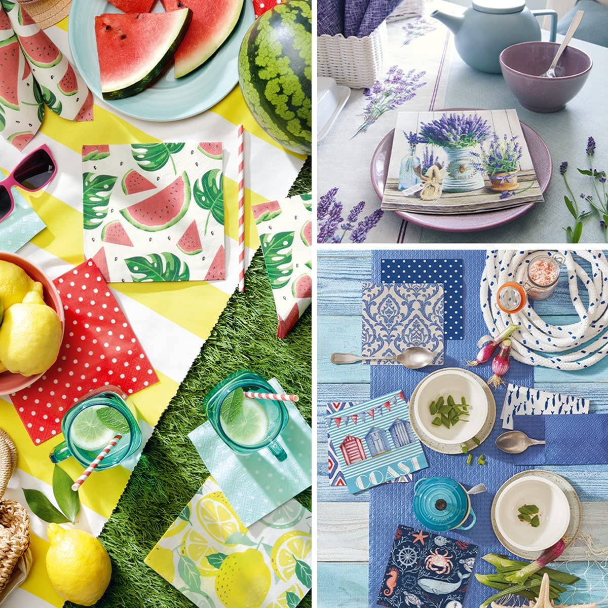 PAW - Serviettes 3 épaisseurs (33 x 33 cm) I 20 pièces I Parfaites pour les anniversaires d'enfants, les fêtes, les communions et les vacances I Serviettes en papier à motif de fête colorées I Animaux, Joie, Fête - Bois