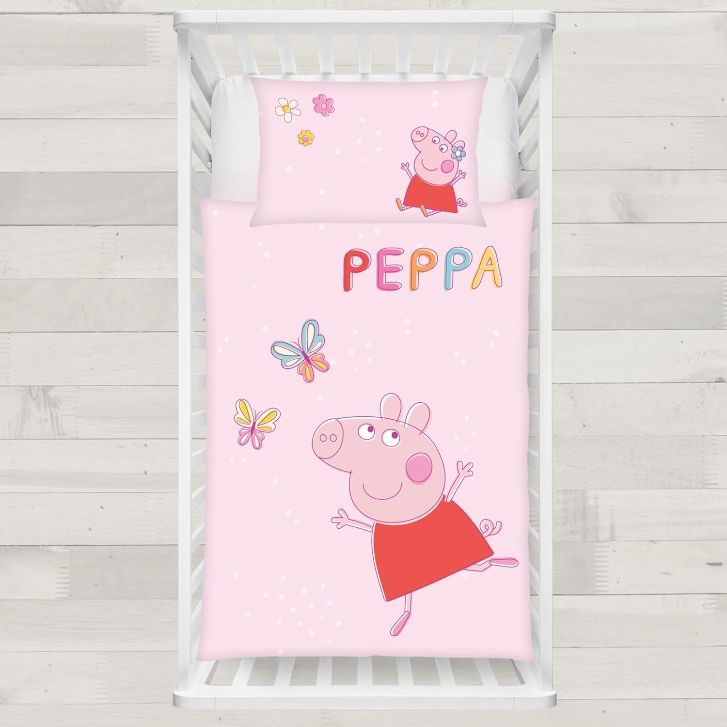 Parure de lit enfant Peppa Pig, 100 x 135 cm et 40 x 60 cm, literie en coton - enfant Naty Shop