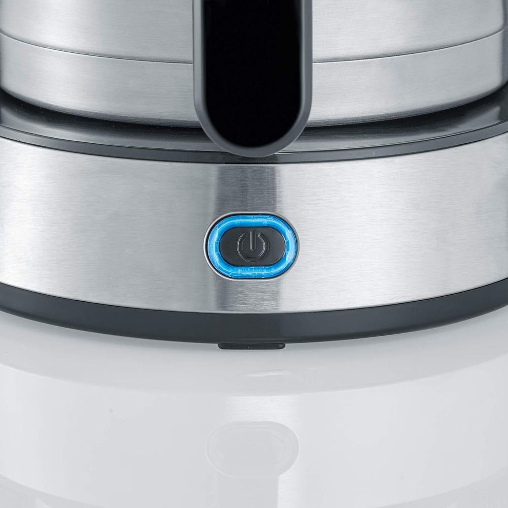 Machine à expresso SEVERIN "TypeSwitch" avec carafe thermique, AromaSwitch pour choisir entre 2 profils de distribution, machine à café jusqu'à 10 tasses, 1000W, acier inoxydable brossé-noir, KA 4845