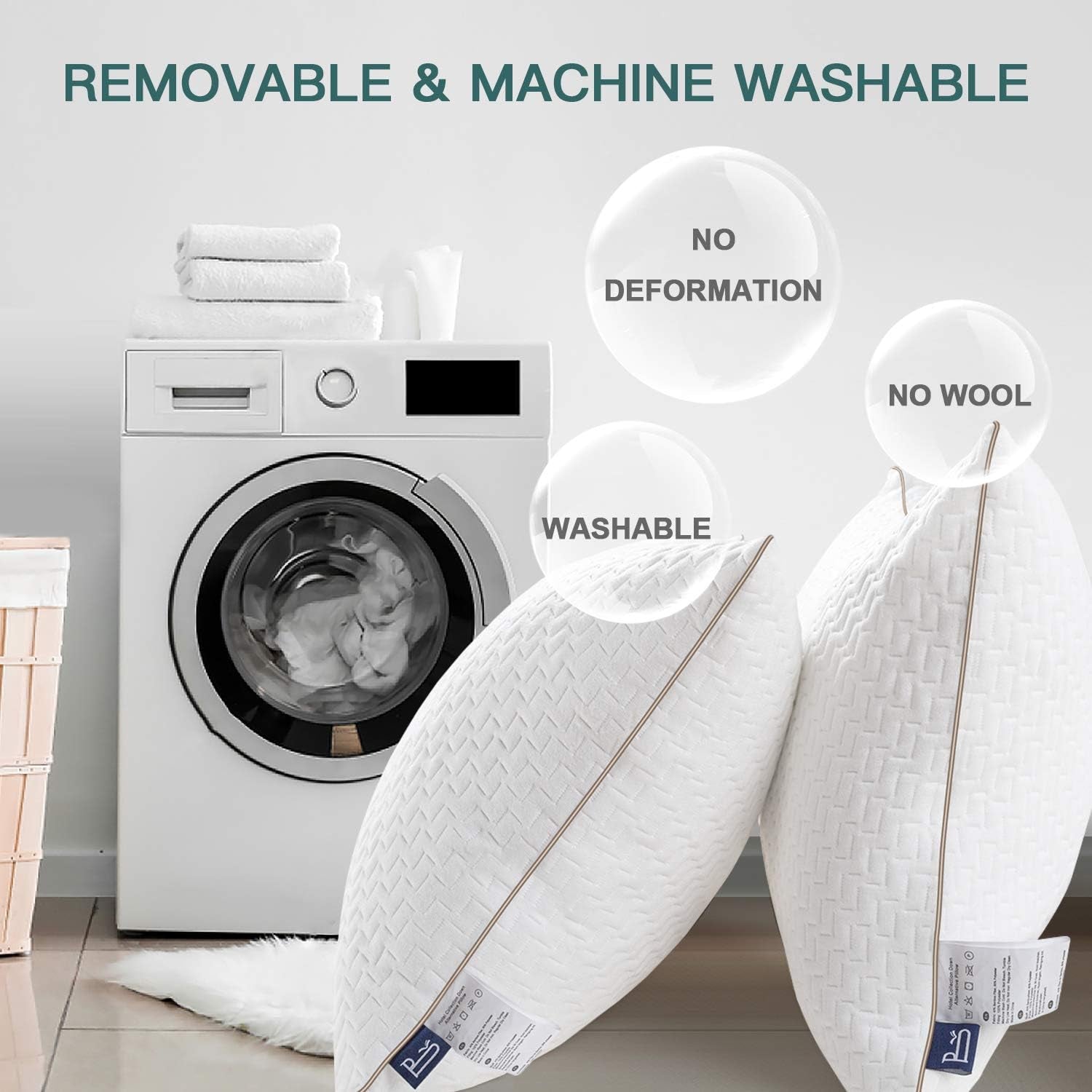 Oreiller Bedstory, Oreiller de Couchage, 2 Pièces, Hypoallergénique, Oreiller Anti-Poussière, Duvet, Qualité Alternative, Oreiller de Lit pour Dormeurs Dos, Ventre et Latéraux, Taille Standard, Lavable, 42 X 70 Cm Naty Shop Oreillers Standard