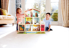 Hape Doll's Villa Maison de poupée en bois de 10 pièces, jeu de rôle créatif comprenant des meubles et des accessoires, jouet éducatif pour 3 ans et plus