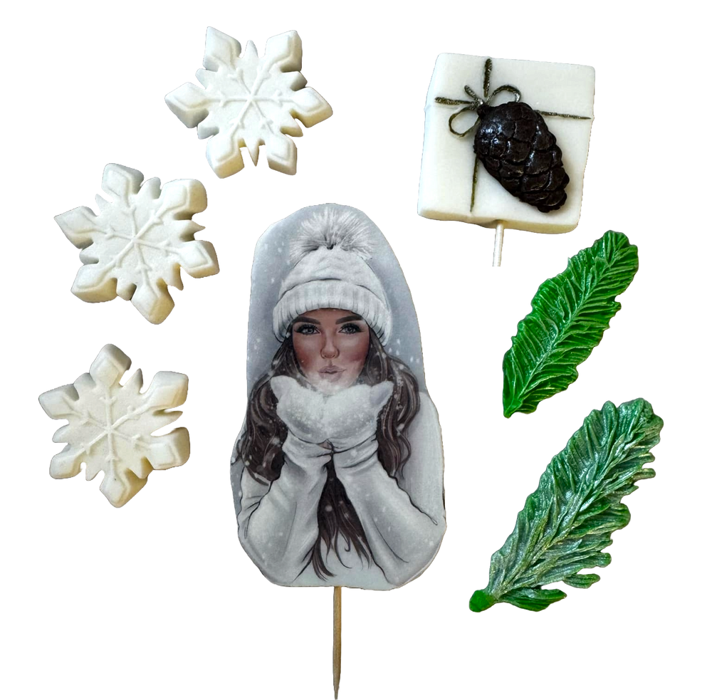 Lot de 7 décorations comestibles en pâte à sucre, Belle Dame, chapeau blanc Décorations en Pâte à Sucre Naty Shop