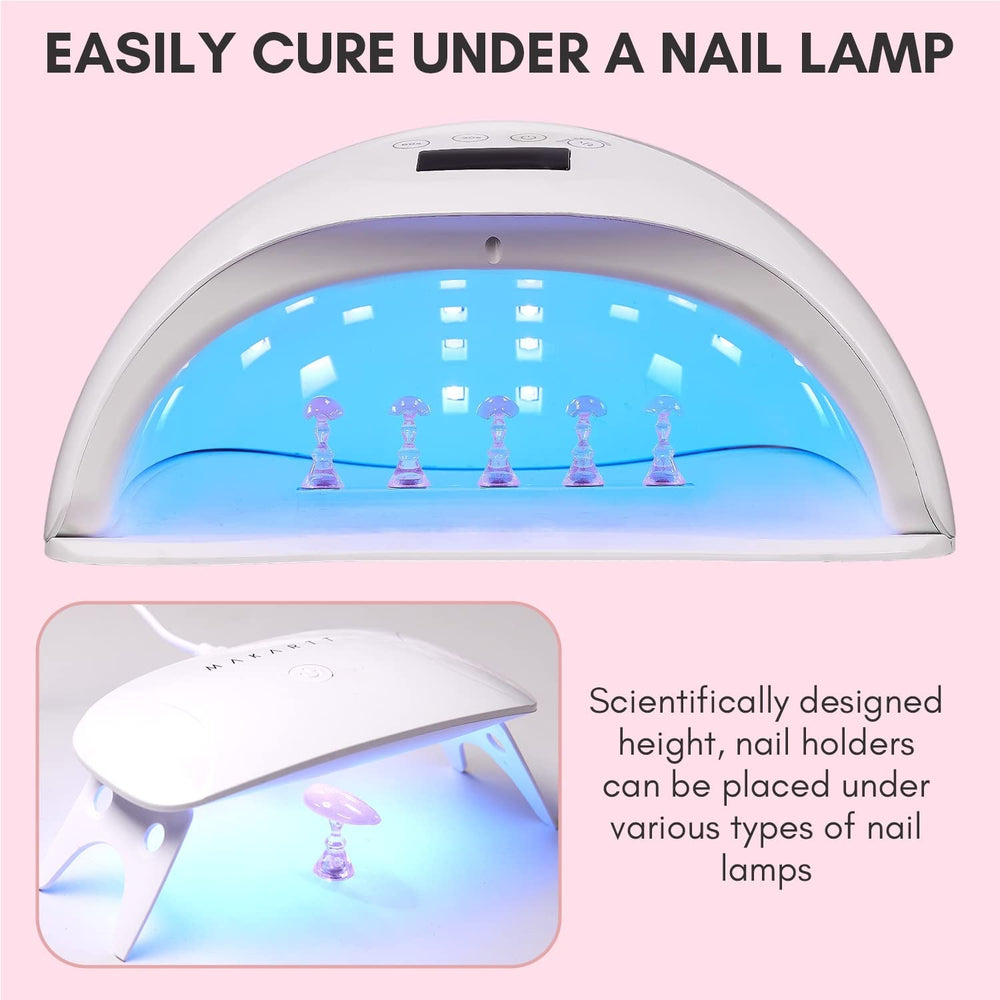 Makartt Porte-ongles en acrylique, Porte-ongles magnétique, Porte-ongles, Porte-ongles rose transparent avec 48 mastics adhésifs