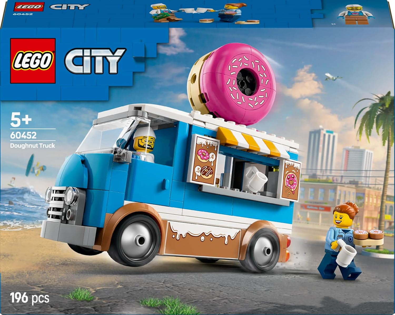 LEGO City Donut Truck - Camion de restauration avec 2 figurines de police - Jouet de construction pour garçons et filles à partir de 5 ans - Idée cadeau d'anniversaire et de vacances 60452 Jeux de construction Besuche den LEGO-Store