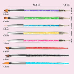 8 pcs Nagel Pinsel, Nagelkunstpinsel Pinsel Set, Pinsel pour Nägel mit Doppelkopf Nail Art Pinsel Set Dotting Pen et Gel Brush for Nails Präzise Pinsel pour Nageldesign et Verzierungen