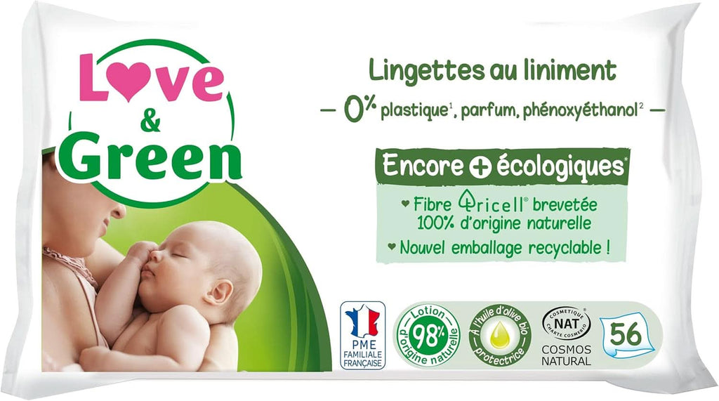 Șervețele de curățare Liniment, sănătoase și ecologice, certificate Cosmo Natural de ECOCERT și FSC, ambalaj reciclabil Servetele Umede Bebelusi Naty Shop 56 servetele Liniment - servetele de curatare