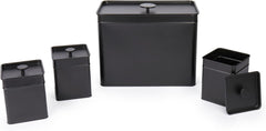 Salter BW12614EU7 Kuro Boîte de Rangement - 4 Récipients de Cuisine Pain/Thé/Café/Sucre Boîtes de Rangement Carrées Facile à Nettoyer Garder Les Aliments Frais Noir Naty Shop Boîtes de Rangement Alimentaire Lot de 4