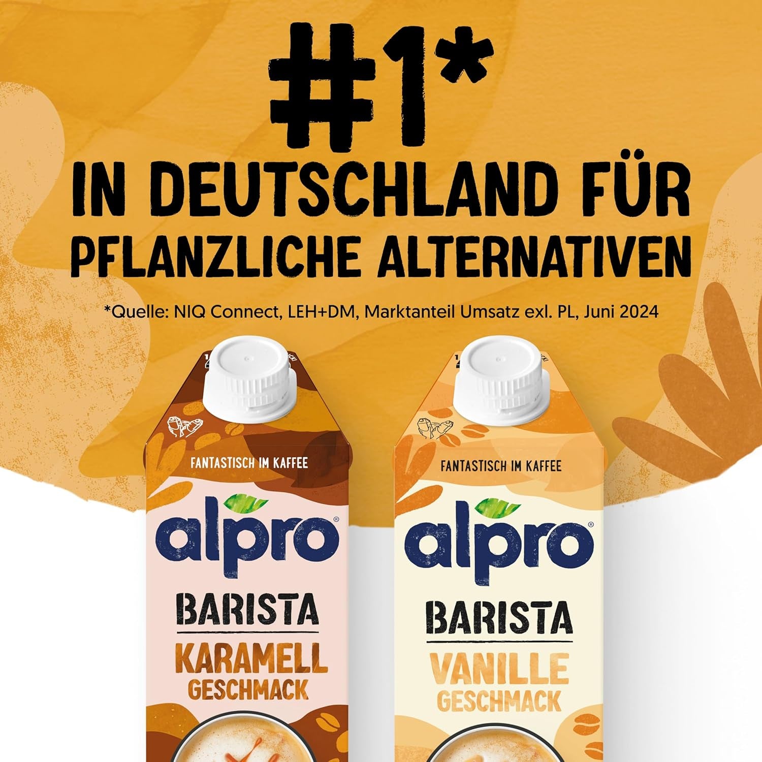Alpro Barista Karamell – Zum Aufschäumen – Von Natur sans lactose – 8 x 750 ml – Haltbar