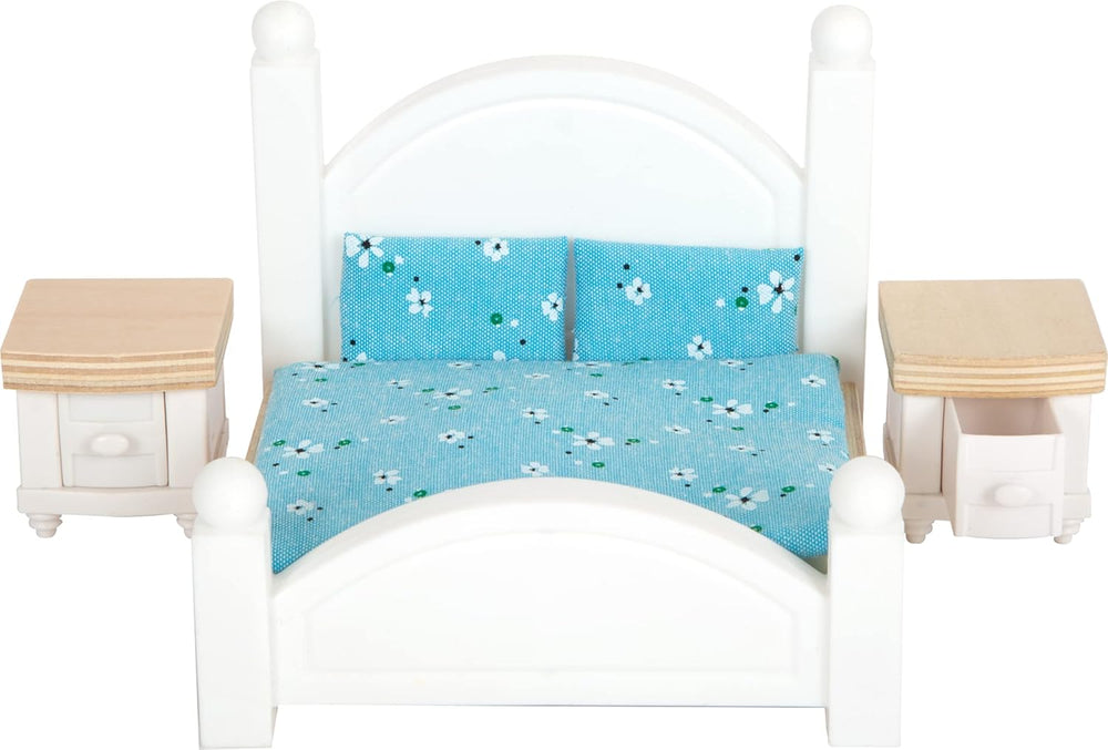 Small Foot Maison de poupée en bois à 3 étages avec façade ouverte et 12 meubles pour 3 ans et plus 11802 Blanc Gris