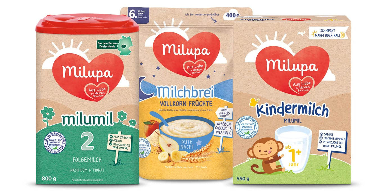 Milupa Milk Porridge Fruits Complets - Porridge pour enfants sans huile de palme, dès 6 mois - 4 X 400 G (pack de 2) Mère et Enfant Naty Shop