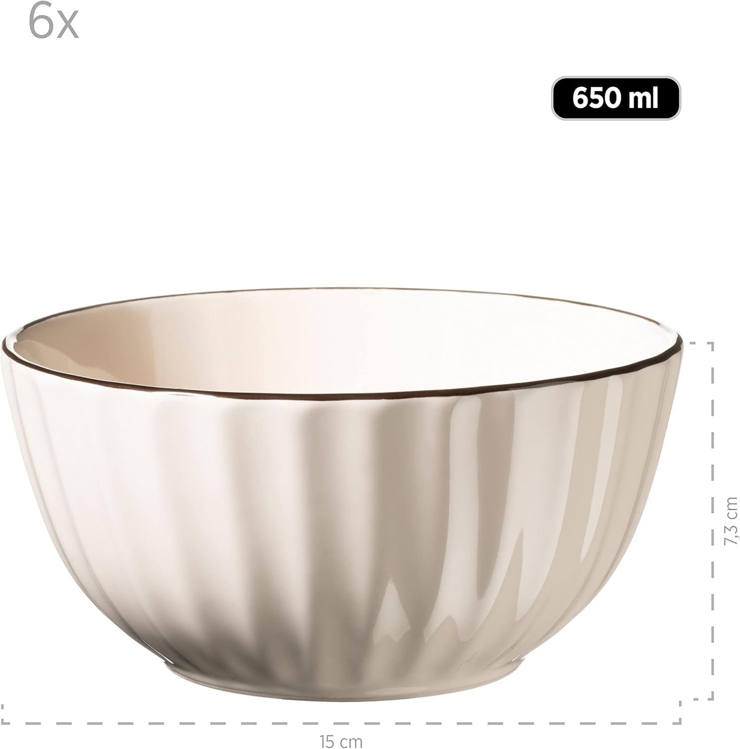 MÄSER 931967 Osita Retro Series Service de table Wave pour 6 personnes, service de table rond 18 pièces, assiettes plates, assiettes à dessert et bols à céréales, céramique, blanc crème