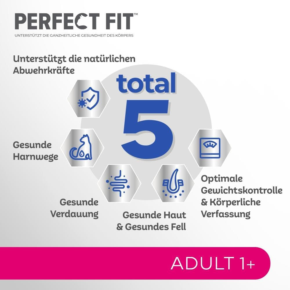 Sélection de nourriture humide Perfect Fit Adult 1+ au saumon, poissons d'eau profonde, bœuf et poulet, 48 sachets, 12x85g (paquet de 4) - Nourriture humide premium pour chat adulte à partir de 1 an