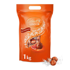 Lindt LINDOR Boules de chocolat rouge orange | Sac refermable de 1 kg | env. 80 bonbons au chocolat fourrés fondants | Colis en vrac, cadeau chocolat