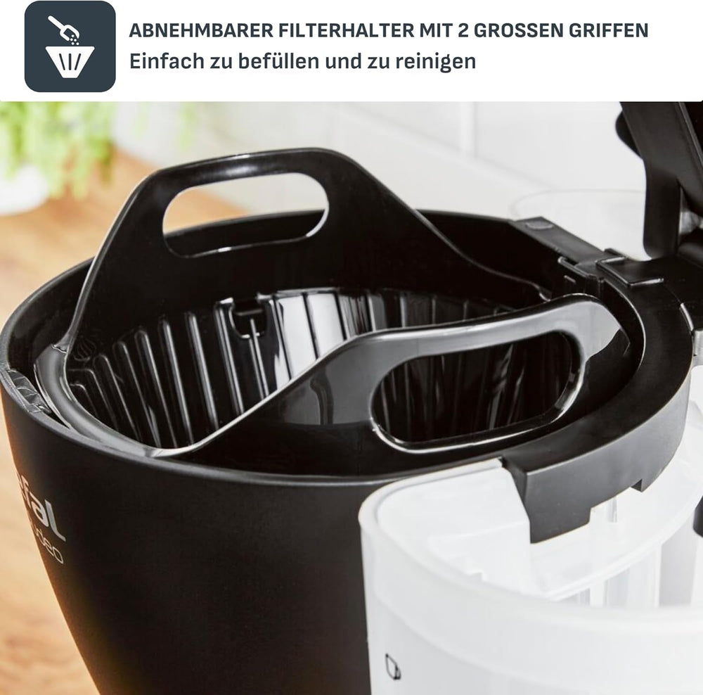 Tefal Includeo Filter Machine à Expresso, Machine à Expresso Extrêmement Facile à Utiliser, Adaptée aux Droitiers et aux Gauchers, Ouverture Automatique du Couvercle, 1,25 L, 10 à 15 Tasses, CM533811
