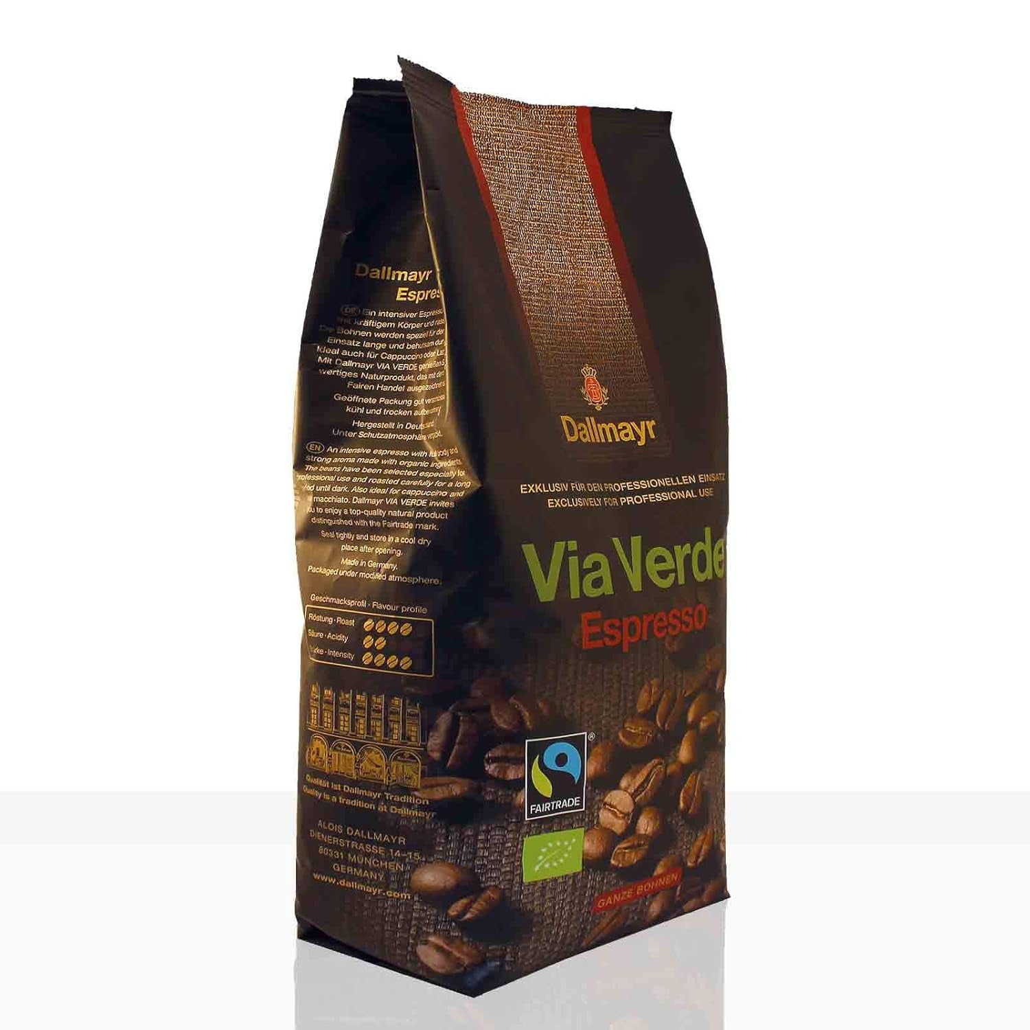 Via Verde Espresso Bio Fairtrade - 6 x 1 kg Café en grains entiers