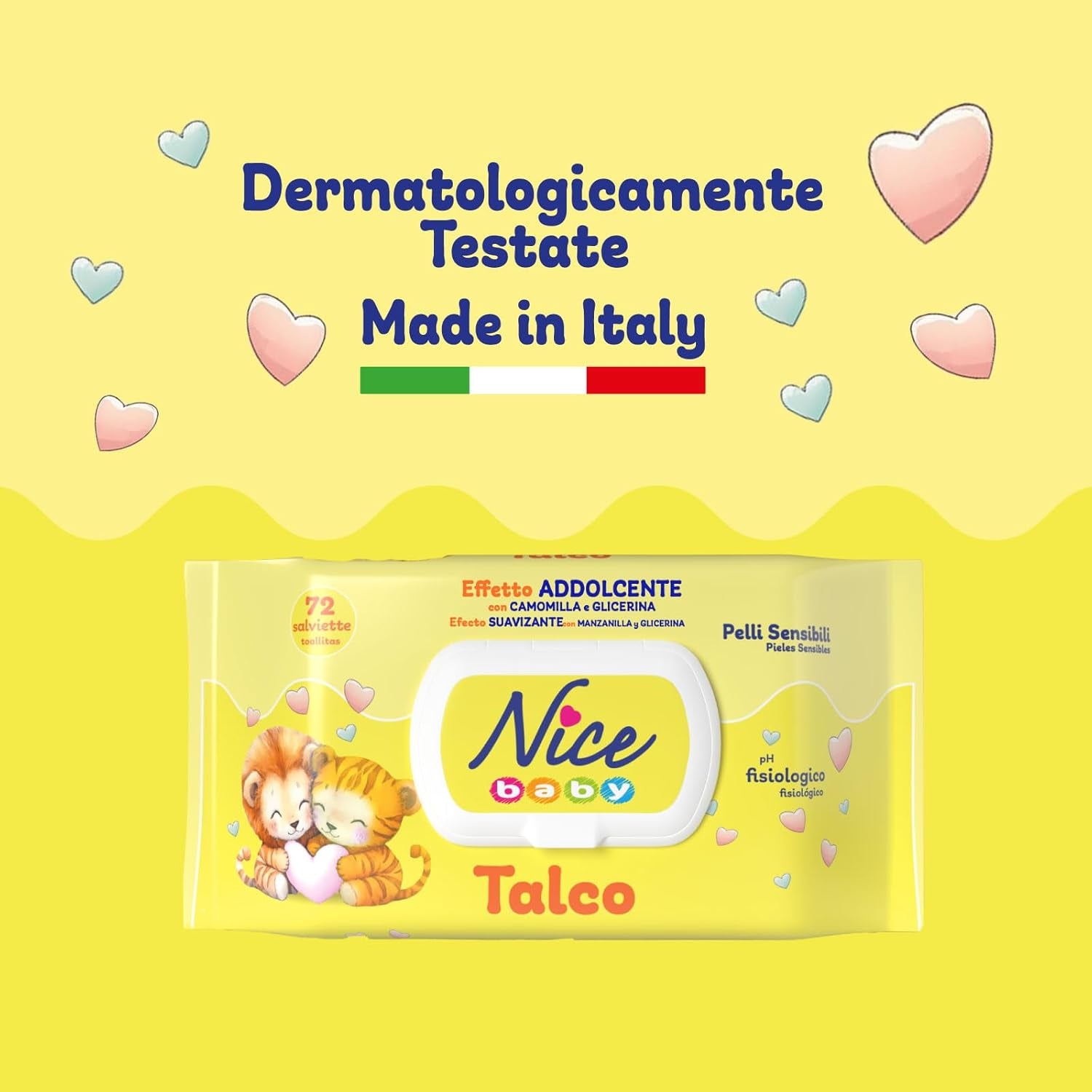 NICE Baby Lingettes Humides 72pcs Avec Couvercle Parfum Talc Matériaux Naturels Nettoyage Doux Bébé 1pc