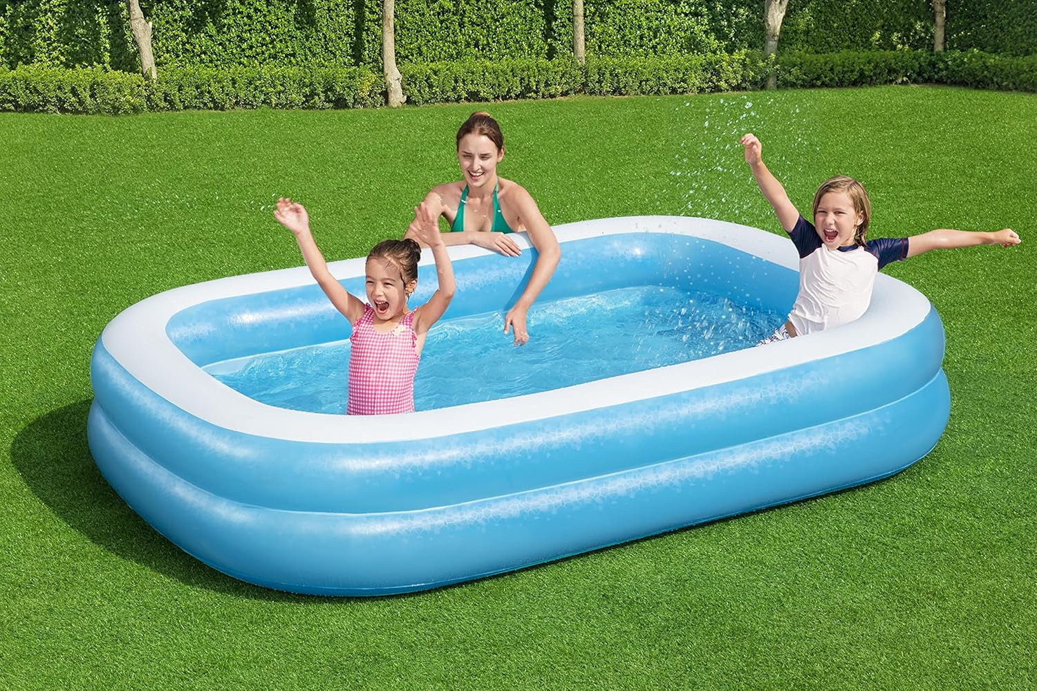 Bestway Family Pool, Piscine rectangulaire pour Enfants, Facile à Assembler, Couleur, 262 x 175 x 51 cm