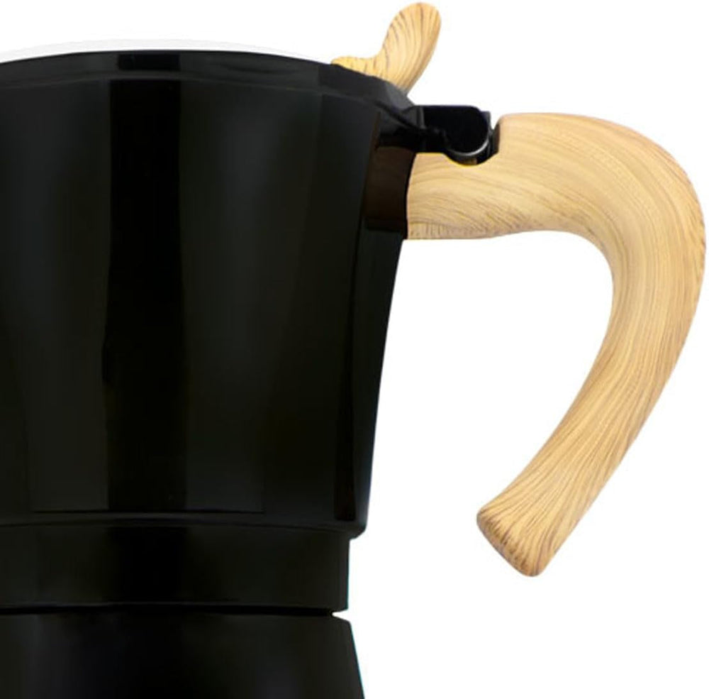 Jocca cafetière électrique italienne en aluminium 6 tasses cafetière manuelle Portable avec poignée en bois Style moka noir