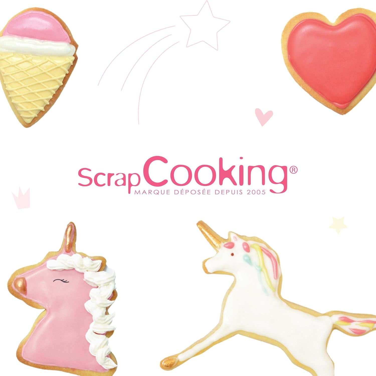 ScrapCooking - Lot de 16 emporte-pièces Licorne - Emporte-pièces - 16 pièces - Arc-en-ciel, Fée, Sirène, Couronne, Fleur - Moule à pâtisserie - Emporte-pièces en acier inoxydable - 2027