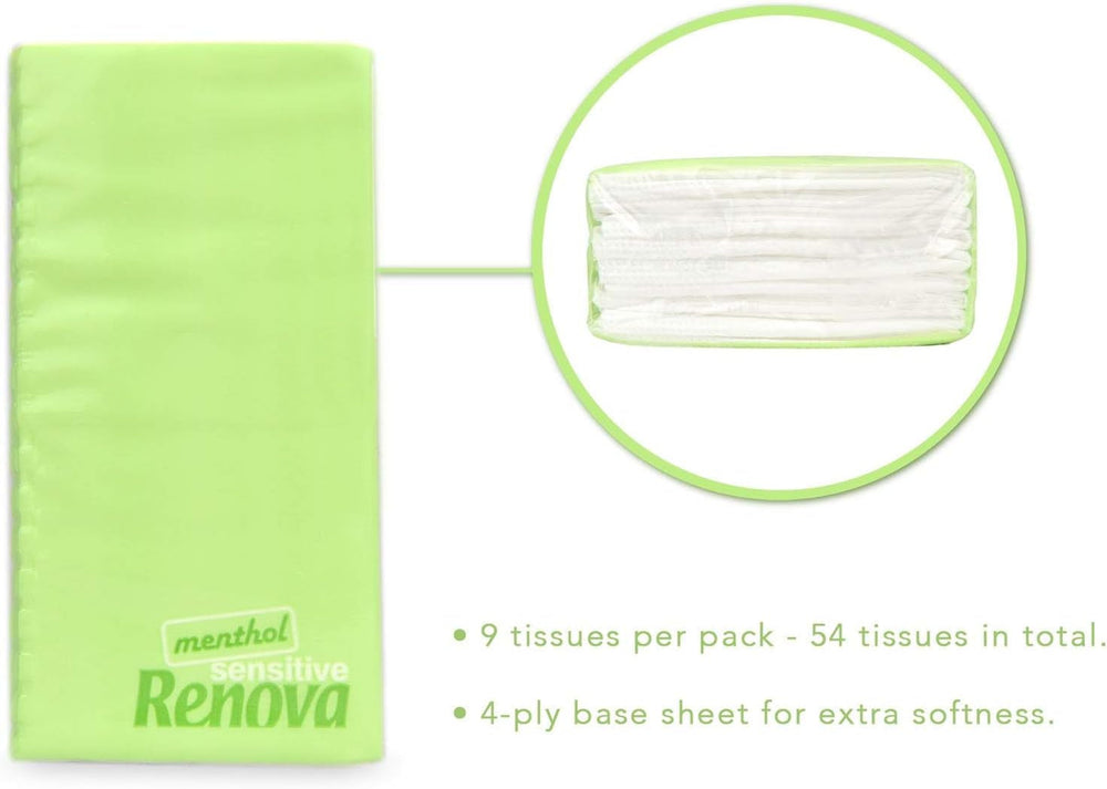 Renova SENSITIVE MENTHOL Pocket Mouchoirs 6 Pack Regular Blanc 1 Pièce (Pack de 6)