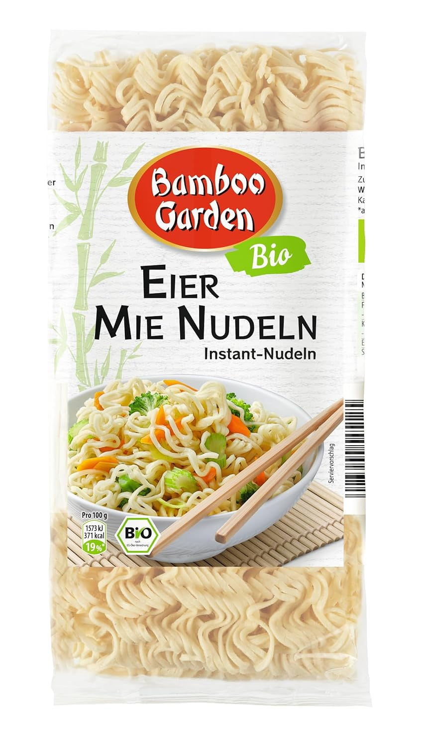 Nouilles biologiques aux œufs et à l'agneau Bamboo Garden, 250 g (la conception de l'emballage peut varier)