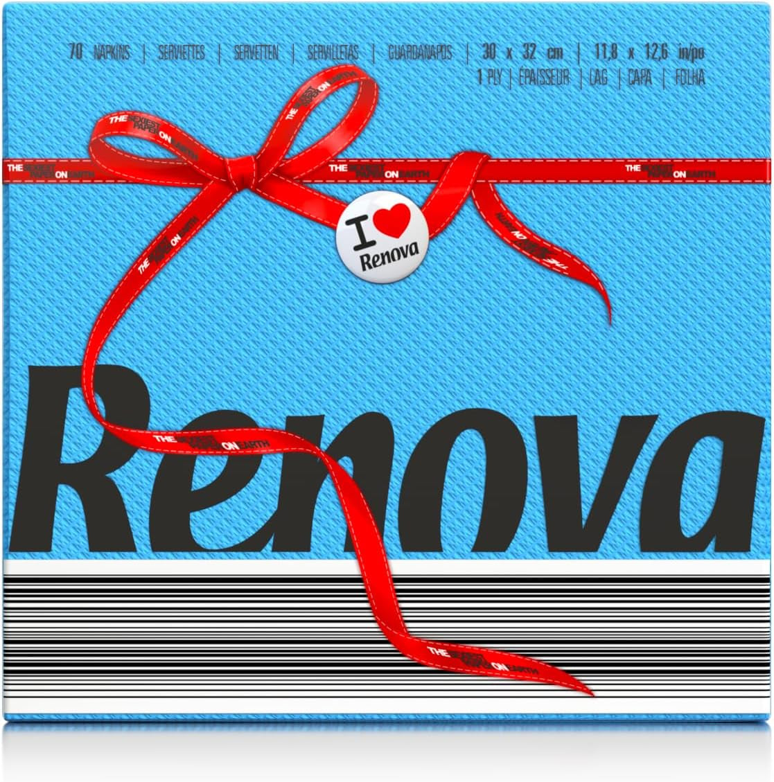 Serviettes en papier Renova, étiquette rouge bleue 70 serviettes
