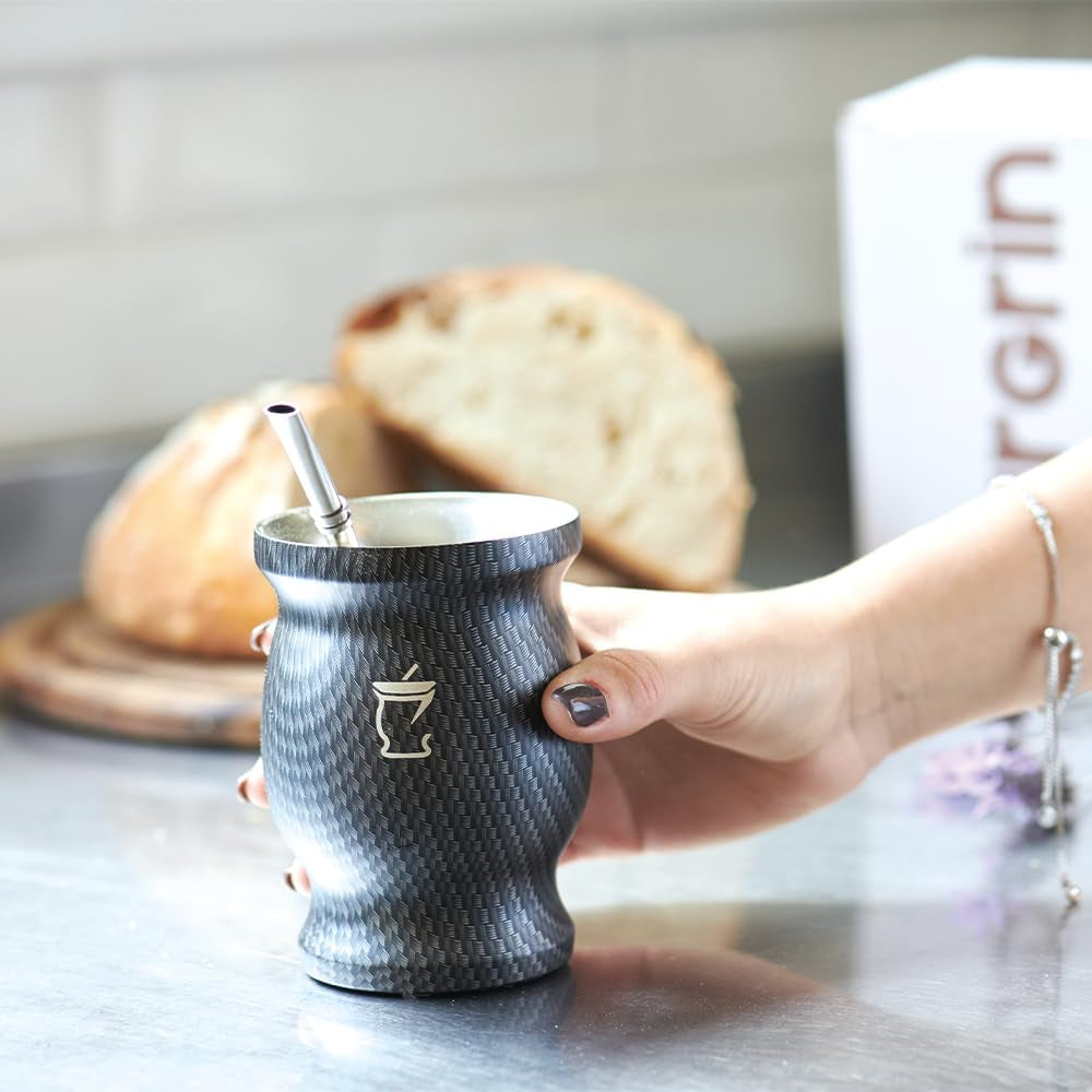 Set ceai Mate - Cana Mate - Set cu Mate și Bombilla - Cești de ceai - Cana Mate cu design cu pereți dubli - Set Yerba Mate Cana