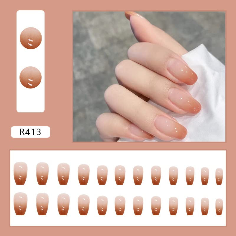 24 pièces French Press On Ongles Courts Cercueil Ongles Artificiels Rose Corail Ombre Ongles Adhésifs Ballerine Ongles Ensemble Acrylique Ongles Conseils Femmes Printemps Été Accessoires Ongles