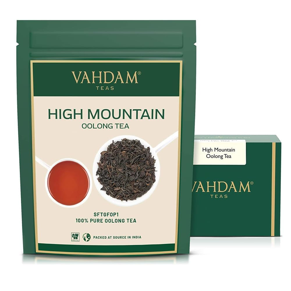 VAHDAM, ceai Oolong de munte (100 g) Cules manual în plantațiile de altitudine din Darjeeling | Frunze de ceai Oolong 100% naturale | Direct de la sursă din India | Se prepară ca ceai fierbinte/rece