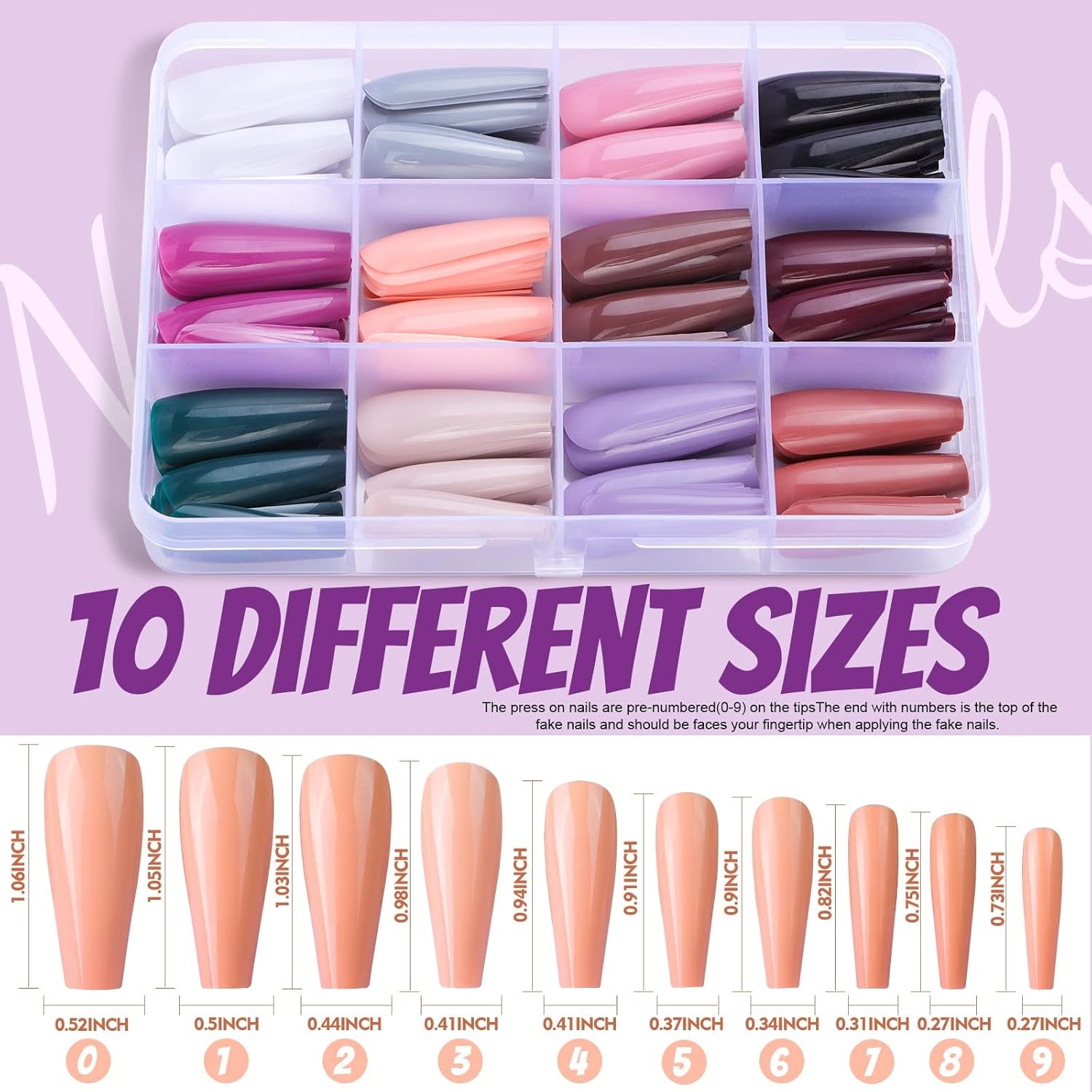 FANDAMEI 12 couleurs 288 pièces faux ongles lisses longue ballerine cercueil faux ongles acrylique ongles conseils longue ballerine faux ongles