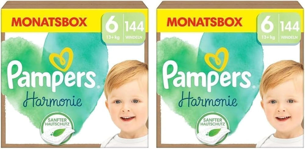 Couches Pampers Harmony taille 6, 144 couches, 13 kg+, protection douce de la peau avec protection 100 % Pampers
