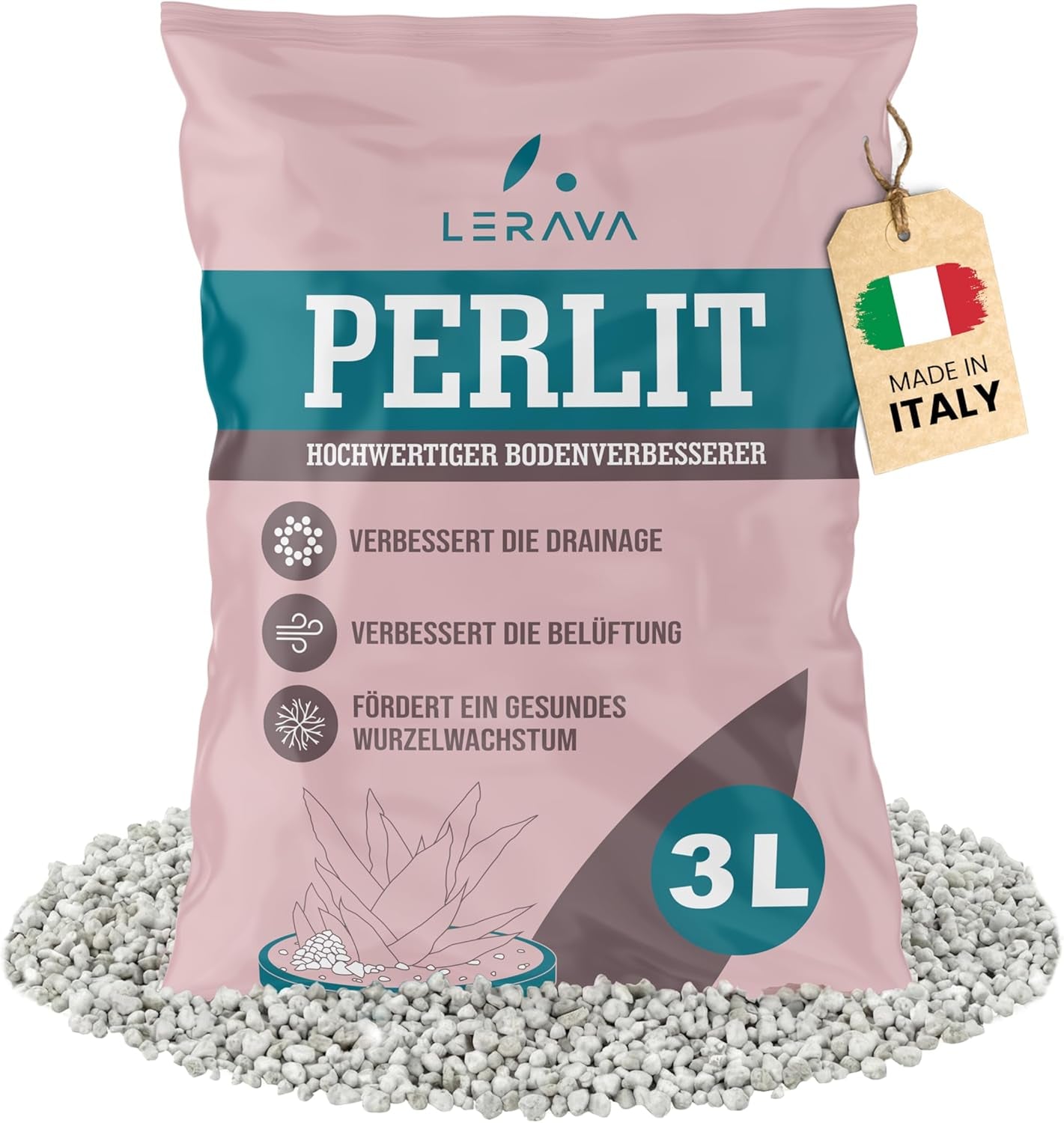 LERAVA® Perlite pour Plantes (5L) – Perlite à gros grains pour l'amélioration des sols – Assure un drainage et une aération optimaux – Additif naturel pour sols et culture hydroponique – Granulés pour plantes