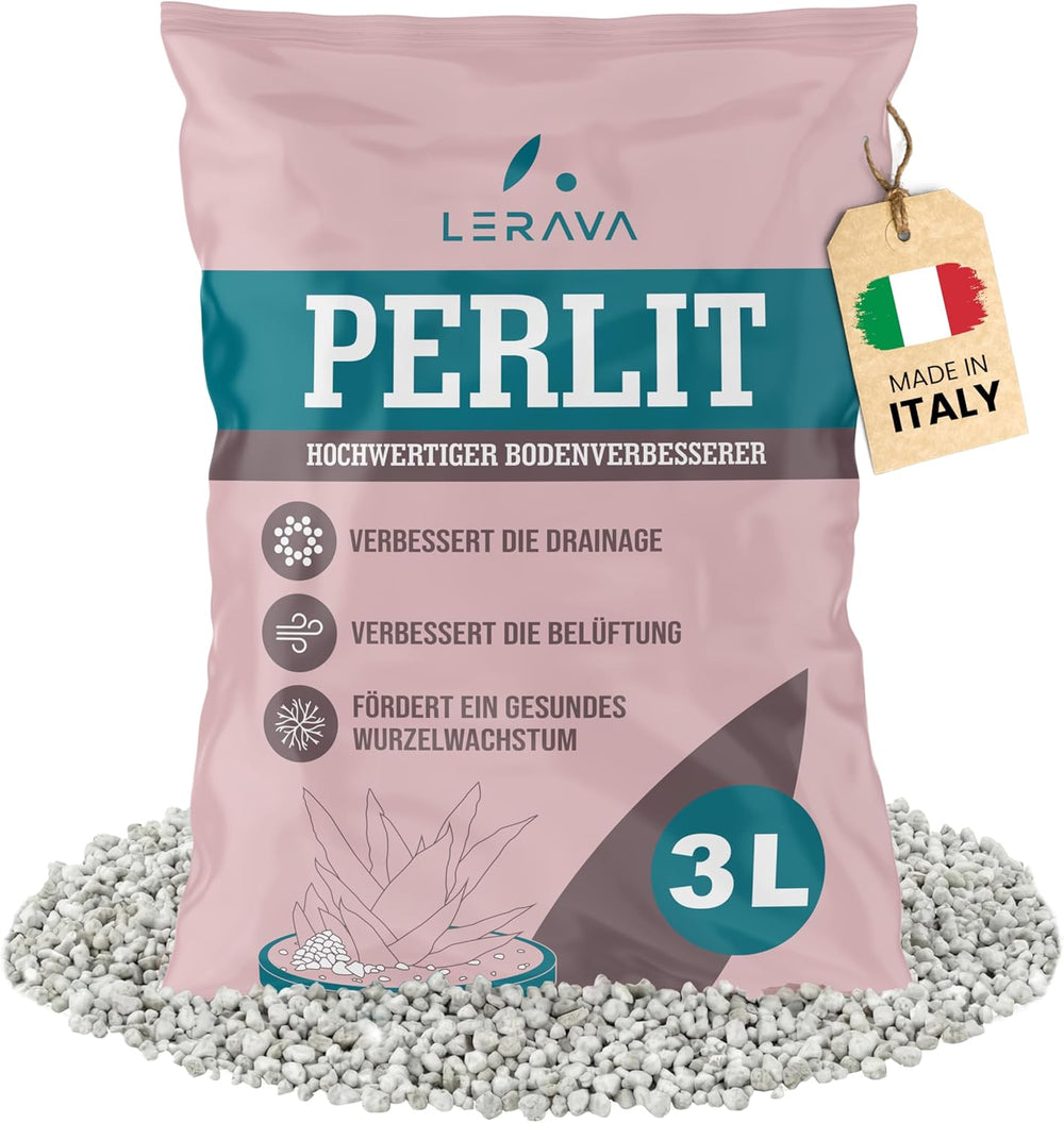 LERAVA® Perlite pour Plantes (5L) – Perlite à gros grains pour l'amélioration des sols – Assure un drainage et une aération optimaux – Additif naturel pour sols et culture hydroponique – Granulés pour plantes