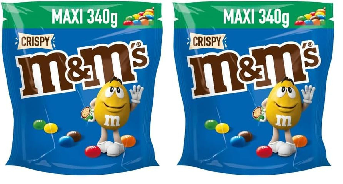 M&M'S Crispy, Lentilles croustillantes au chocolat et centre croustillant, Chocolat, 1 paquet (1 x 340 g) (paquet de 2)