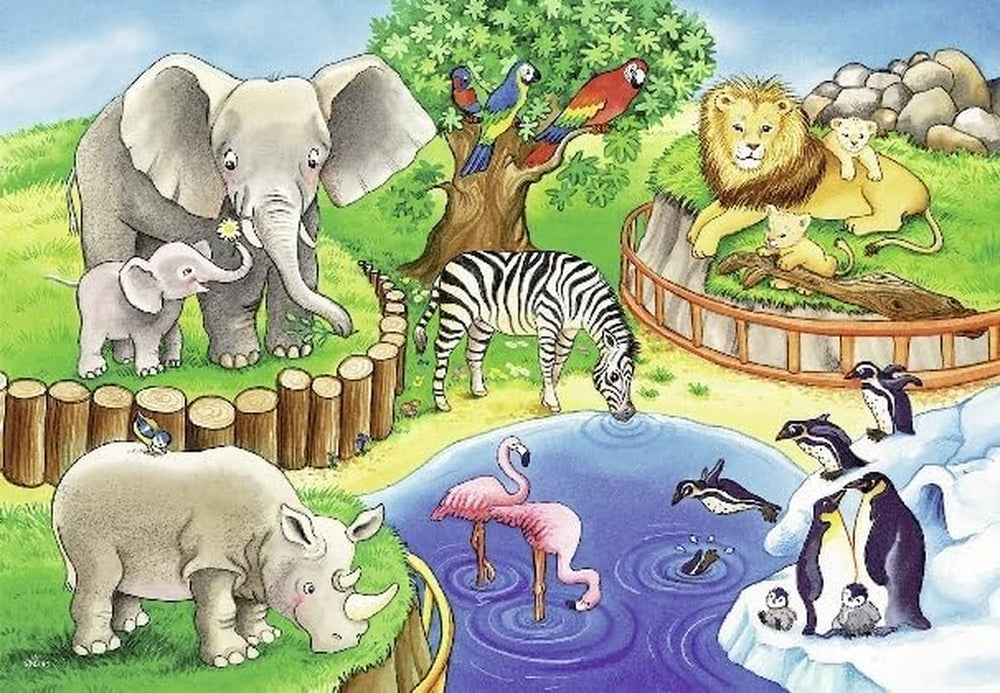 Ravensburger Puzzle pour enfants - 07602 Animaux au zoo - Puzzle pour enfants à partir de 3 ans, avec Puzzle 2X12 pièces Naty Shop